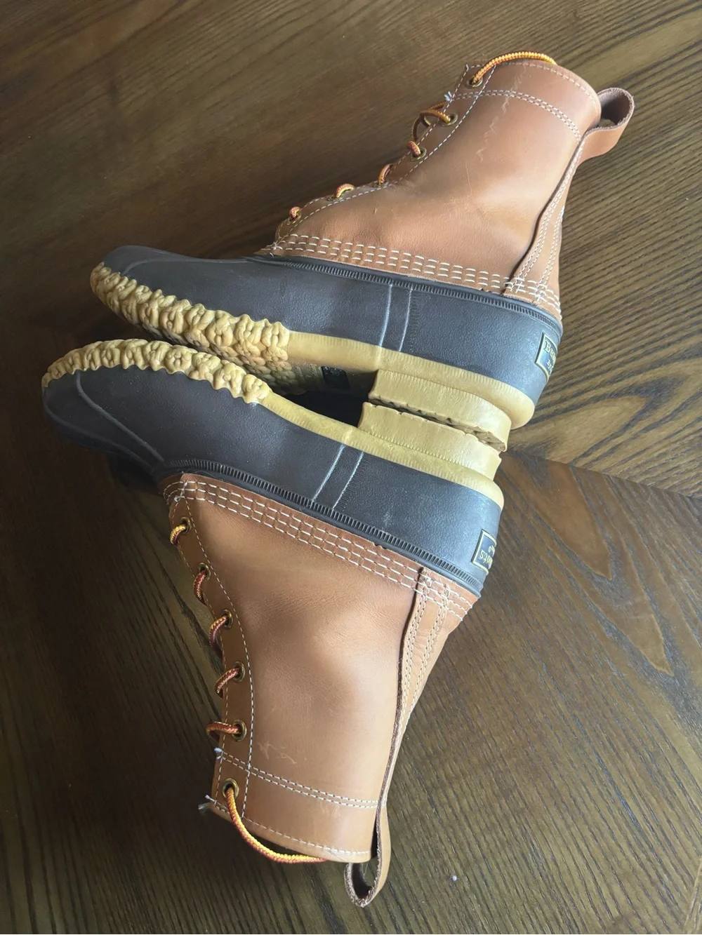 L.L.Bean Bean Rain Boots Size 7 Maine Hunting Duck Boots Leather Lace Up